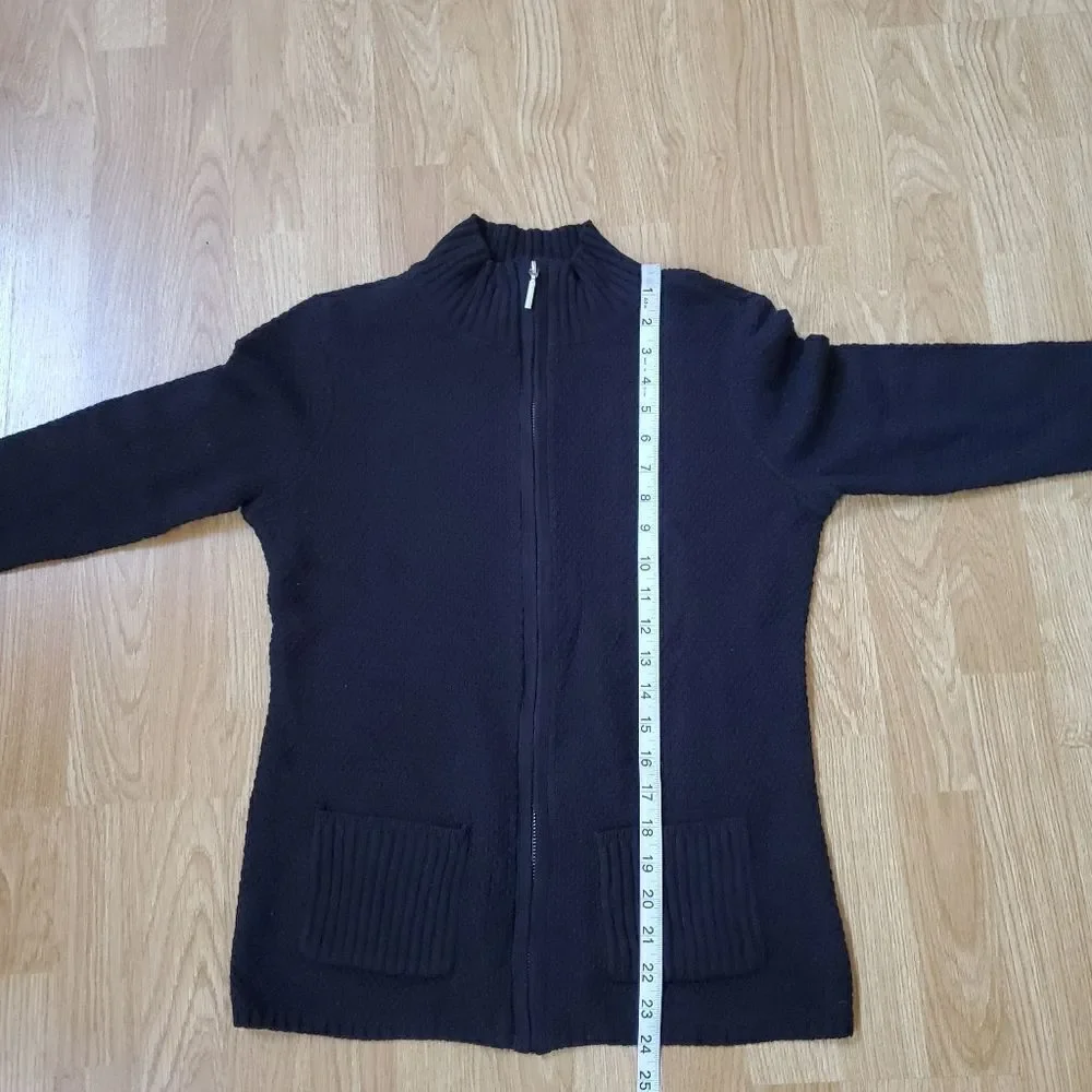 Karen Scott Textured Zip-Front Cardigan sz XS